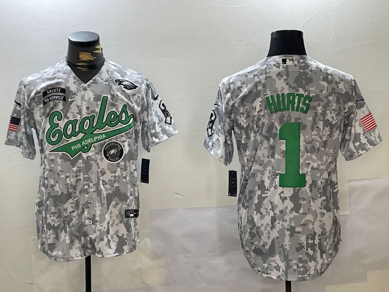 Men Philadelphia Eagles #1 Hurts Nike Arctic Camo 2024 Salute to Service Limited NFL Jersey style 1->philadelphia eagles->NFL Jersey